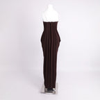 Strapless Draped Satin Maxi Dress H7129