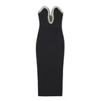 Strapless Embellished Black Bandage Dress H6046