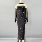 Strapless Embellished Black Maxi Dress H6822