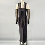 Strapless Embellished Black Maxi Dress H6822