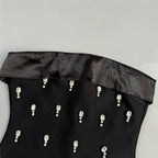 Strapless Embellished Black Maxi Dress H6822