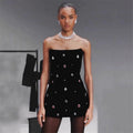 Strapless Embellished Black Mini Dress H6657