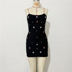Strapless Embellished Black Mini Dress H6657