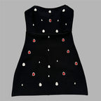 Strapless Embellished Black Mini Dress H6657