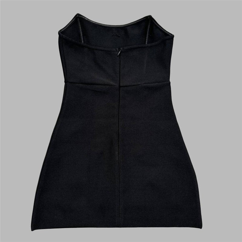 Strapless Embellished Black Mini Dress H6657