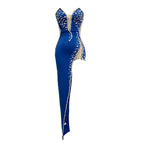 Strapless Embellished Blue Mermaid Gown H5325