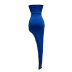 Strapless Embellished Blue Mermaid Gown H5325