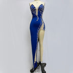 Strapless Embellished Blue Mermaid Gown H5325