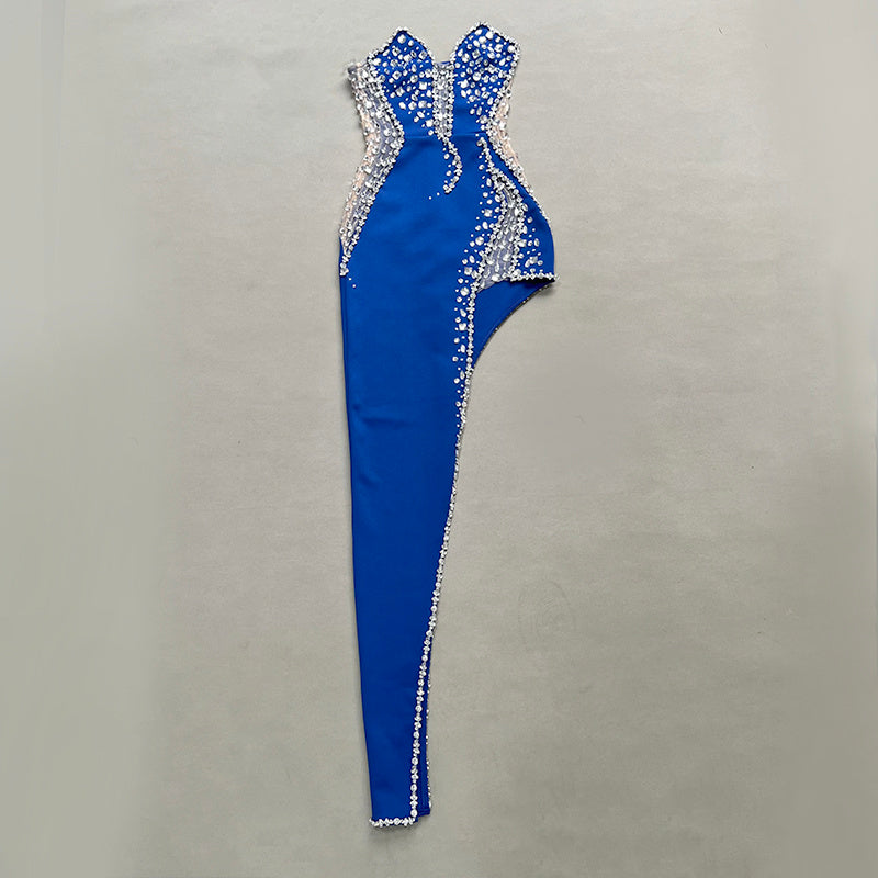 Strapless Embellished Blue Mermaid Gown H5325