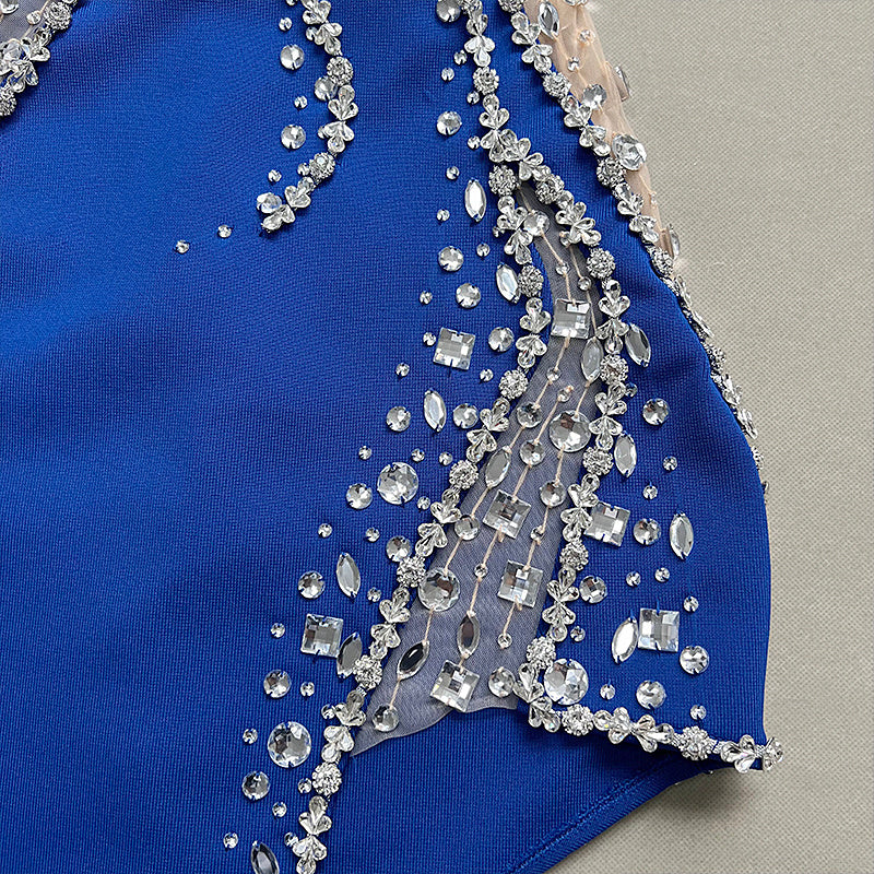 Strapless Embellished Blue Mermaid Gown H5325