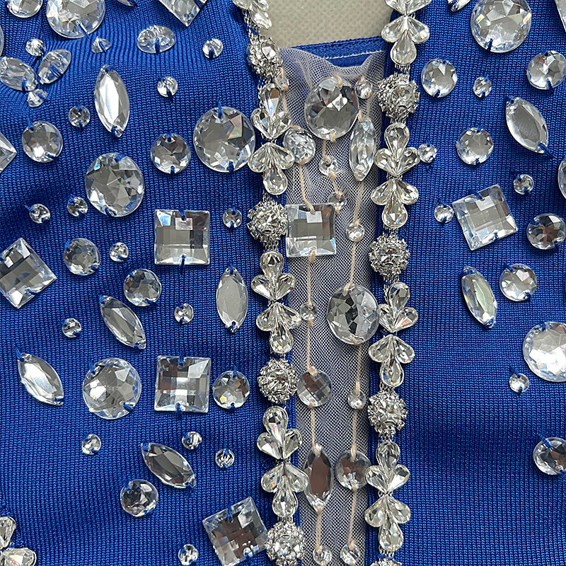 Strapless Embellished Blue Mermaid Gown H5325