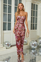 Strapless Embellished Floral Maxi Dress H6567