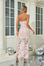 Strapless Embellished Floral Maxi Dress H6567