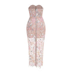 Strapless Embellished Floral Maxi Dress H6567