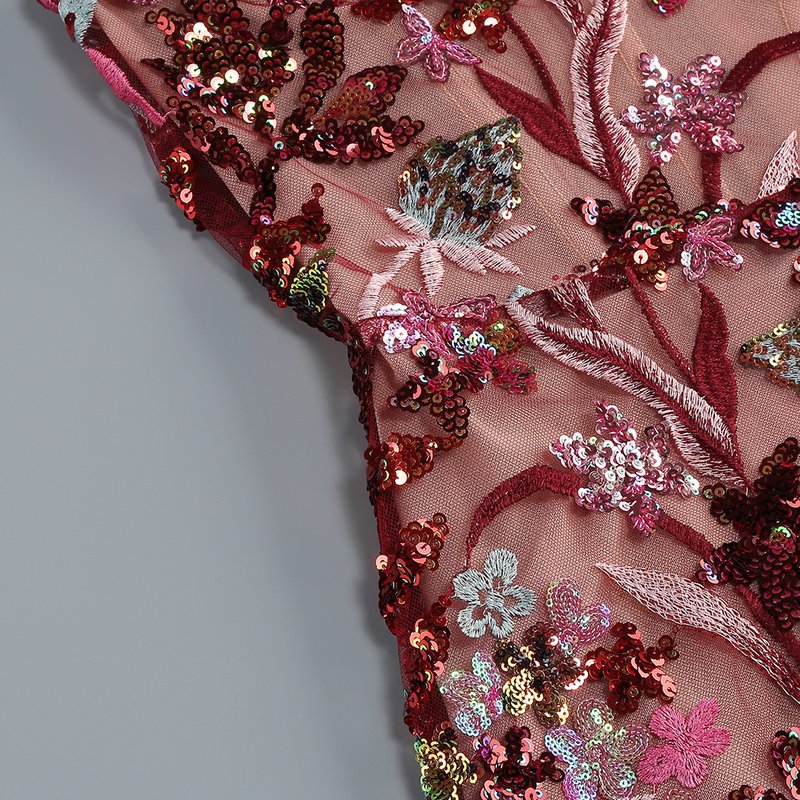 Strapless Embellished Floral Maxi Dress H6567