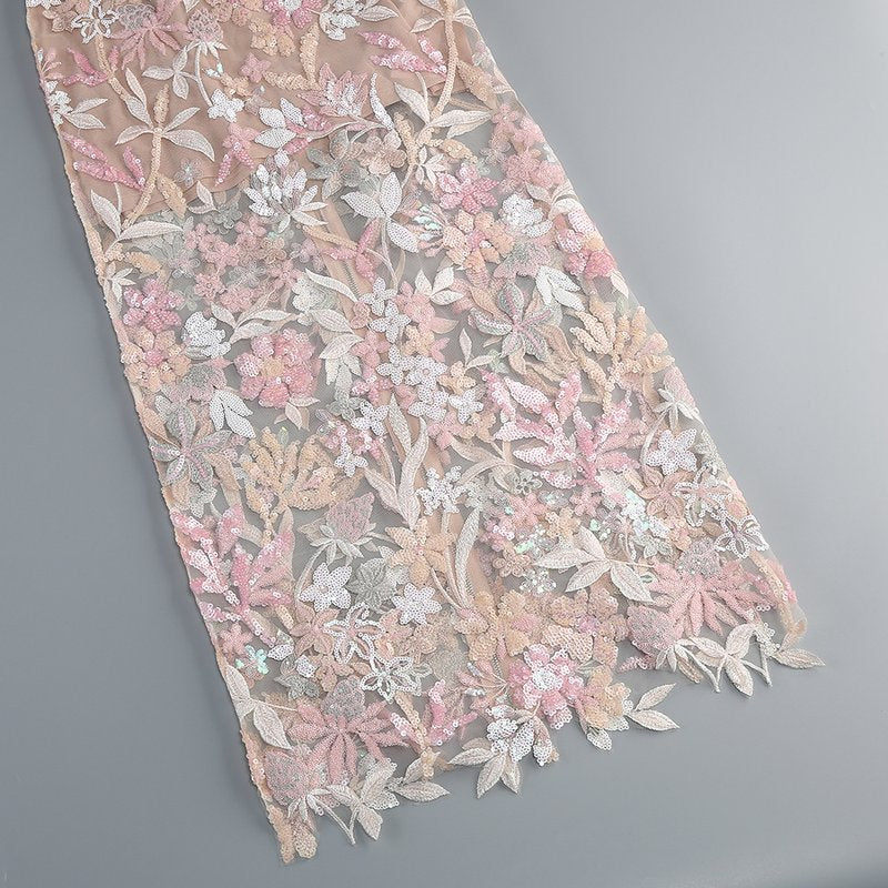 Strapless Embellished Floral Maxi Dress H6567