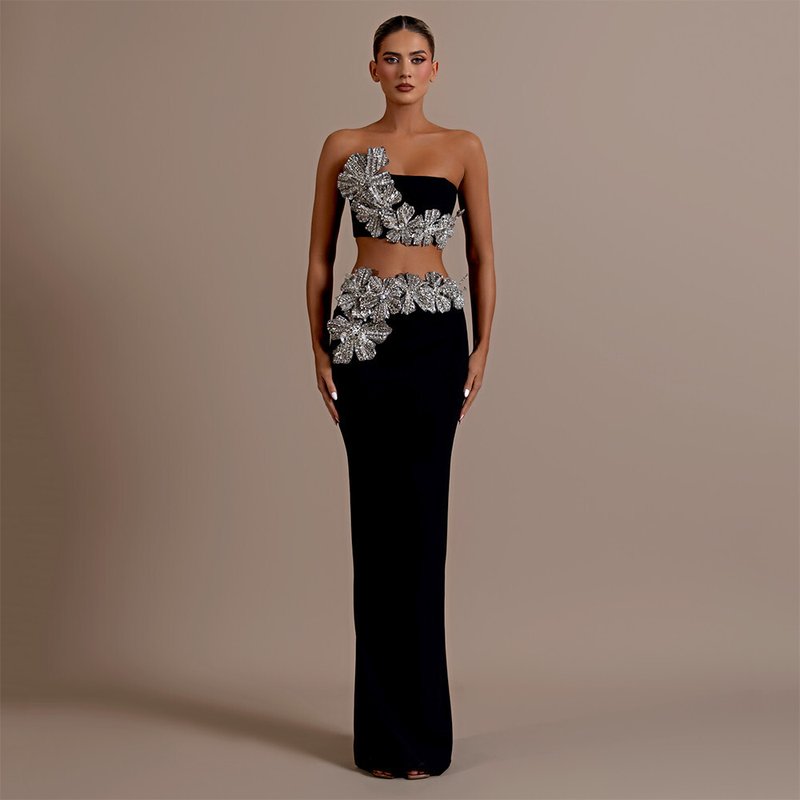 Strapless Embellished Floral Two-Piece Gown H6431