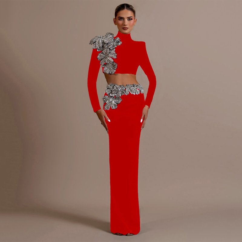 Strapless Embellished Floral Two-Piece Gown H6431