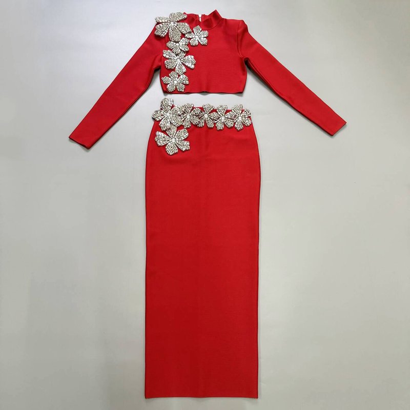 Strapless Embellished Floral Two-Piece Gown H6431