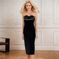 Strapless Embellished Heart Bodice Midi Dress H6483