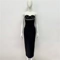 Strapless Embellished Heart Bodice Midi Dress H6483
