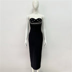 Strapless Embellished Heart Bodice Midi Dress H6483
