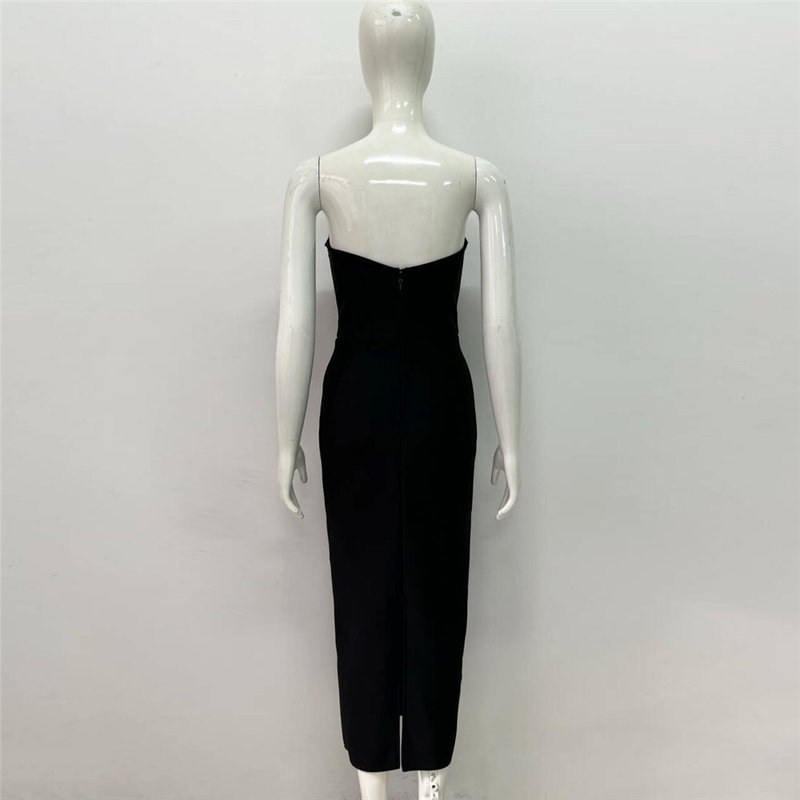 Strapless Embellished Heart Bodice Midi Dress H6483
