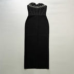 Strapless Embellished Heart Bodice Midi Dress H6483