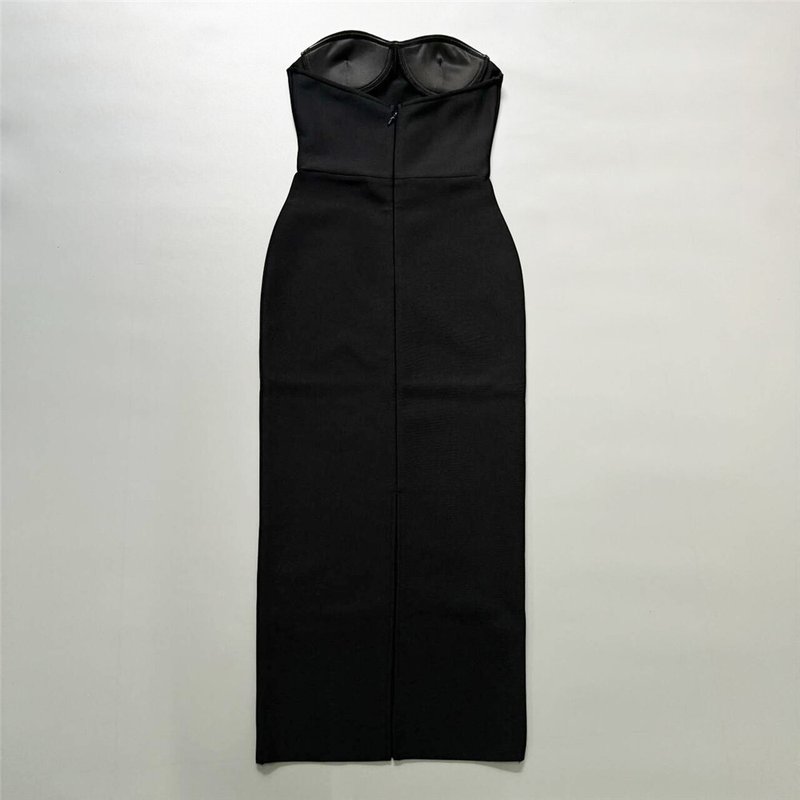 Strapless Embellished Heart Bodice Midi Dress H6483