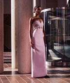 Strapless Embellished Pink Gown H6424