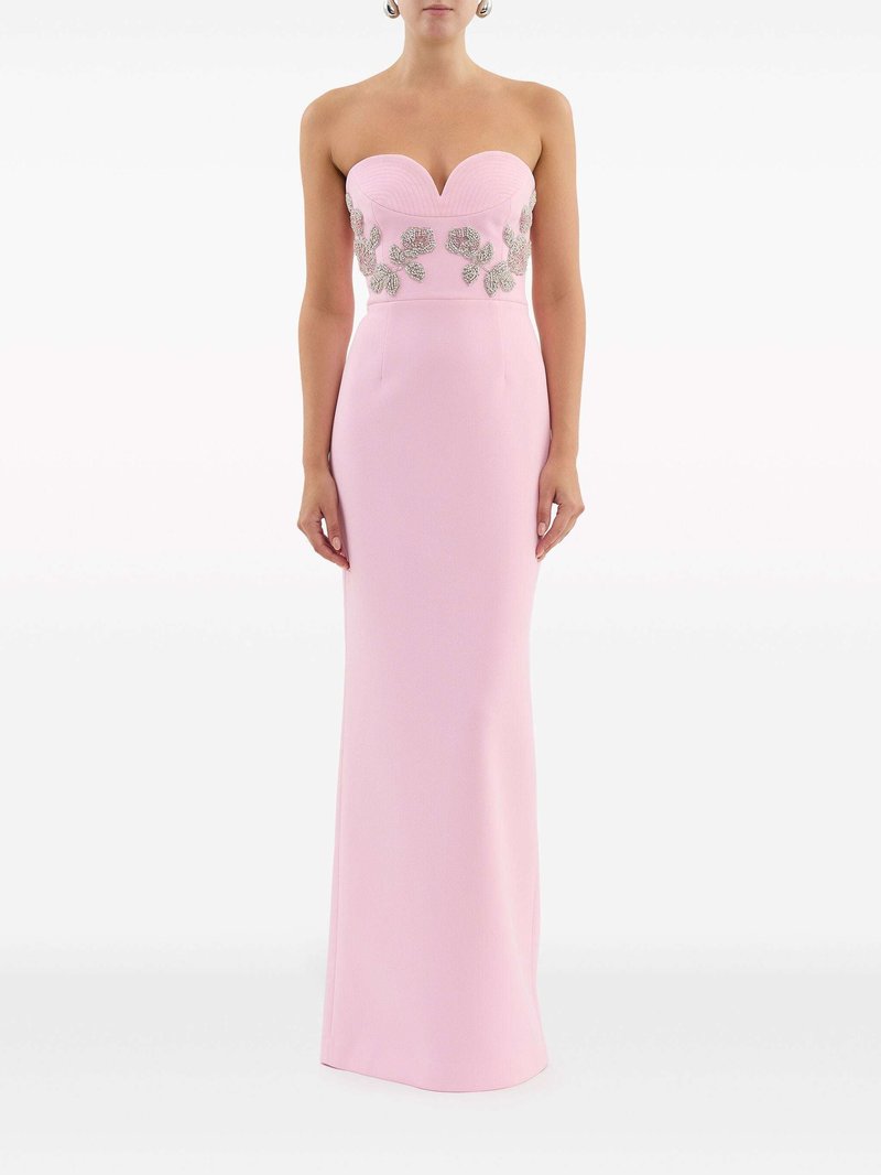 Strapless Embellished Pink Gown H6424