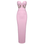 Strapless Embellished Pink Gown H6424