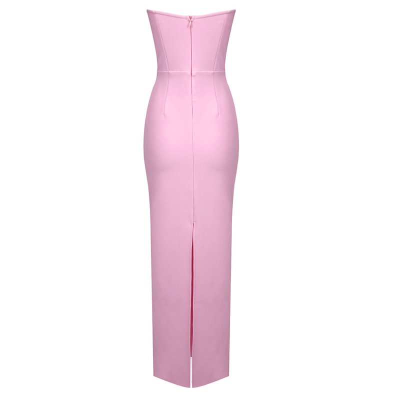 Strapless Embellished Pink Gown H6424
