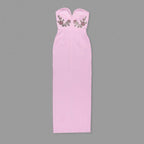 Strapless Embellished Pink Gown H6424
