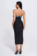 Strapless Embellished Ruffle Bandage Midi Dress H6249