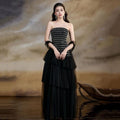 Strapless Embellished Tiered Tulle Gown H6649