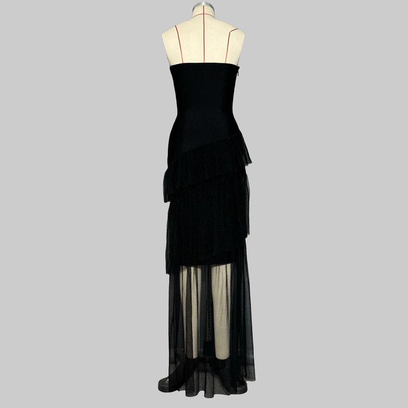 Strapless Embellished Tiered Tulle Gown H6649