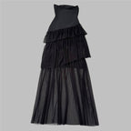 Strapless Embellished Tiered Tulle Gown H6649