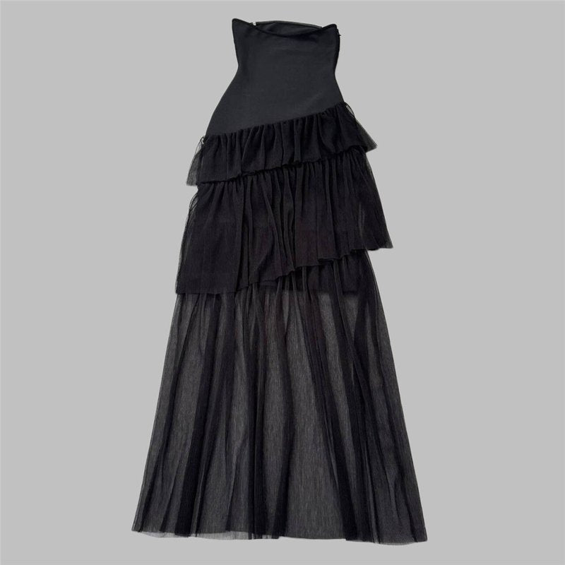 Strapless Embellished Tiered Tulle Gown H6649