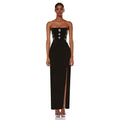 Strapless Embellished Velvet Maxi Dress H6449