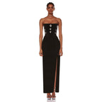 Strapless Embellished Velvet Maxi Dress H6449