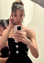 Strapless Embellished Velvet Maxi Dress H6449