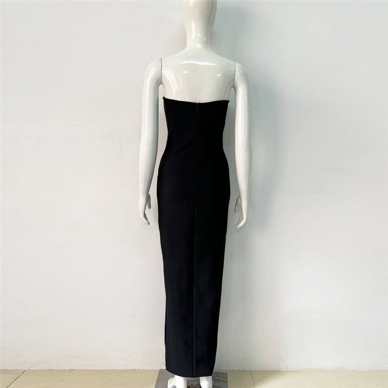 Strapless Embellished Velvet Maxi Dress H6449