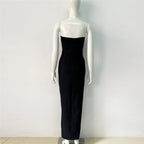 Strapless Embellished Velvet Maxi Dress H6449