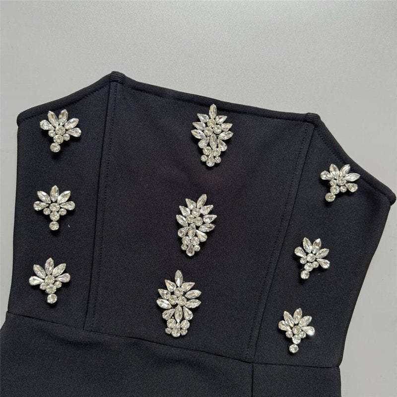 Strapless Embellished Velvet Maxi Dress H6449
