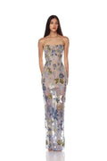 Strapless Embroidered Floral Maxi Dress H6762