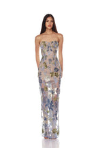 Strapless Embroidered Floral Maxi Dress H6762