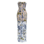 Strapless Embroidered Floral Maxi Dress H6762