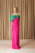 Strapless Emerald Pink Maxi Dress H7116