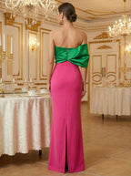 Strapless Emerald Pink Maxi Dress H7116